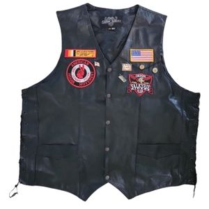 HP 😀 Vtg Biker's Valkyrie Cruiser Leather Vest AIM Leonard Peltier Wounded Knee
